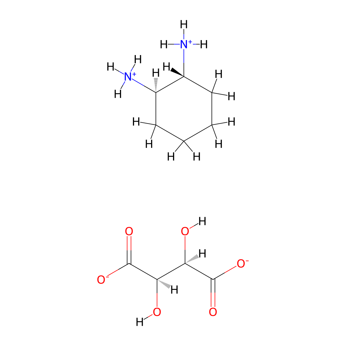 [(1R,2R)-2-azaniumylcyclohexyl]azanium;(2R,3R)-2,3-dihydroxybutanedioate molecular structure, CAS 39961-95-0