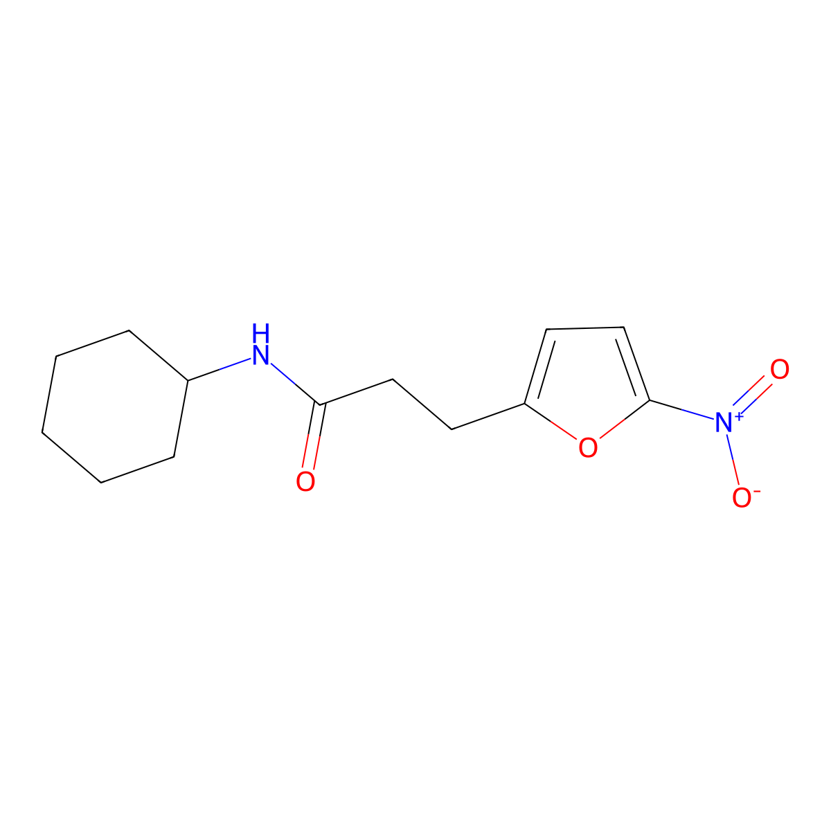 N-Cyclohexyl-5-nitro-2-furanpropanamide molecular structure, CAS 39965-29-2