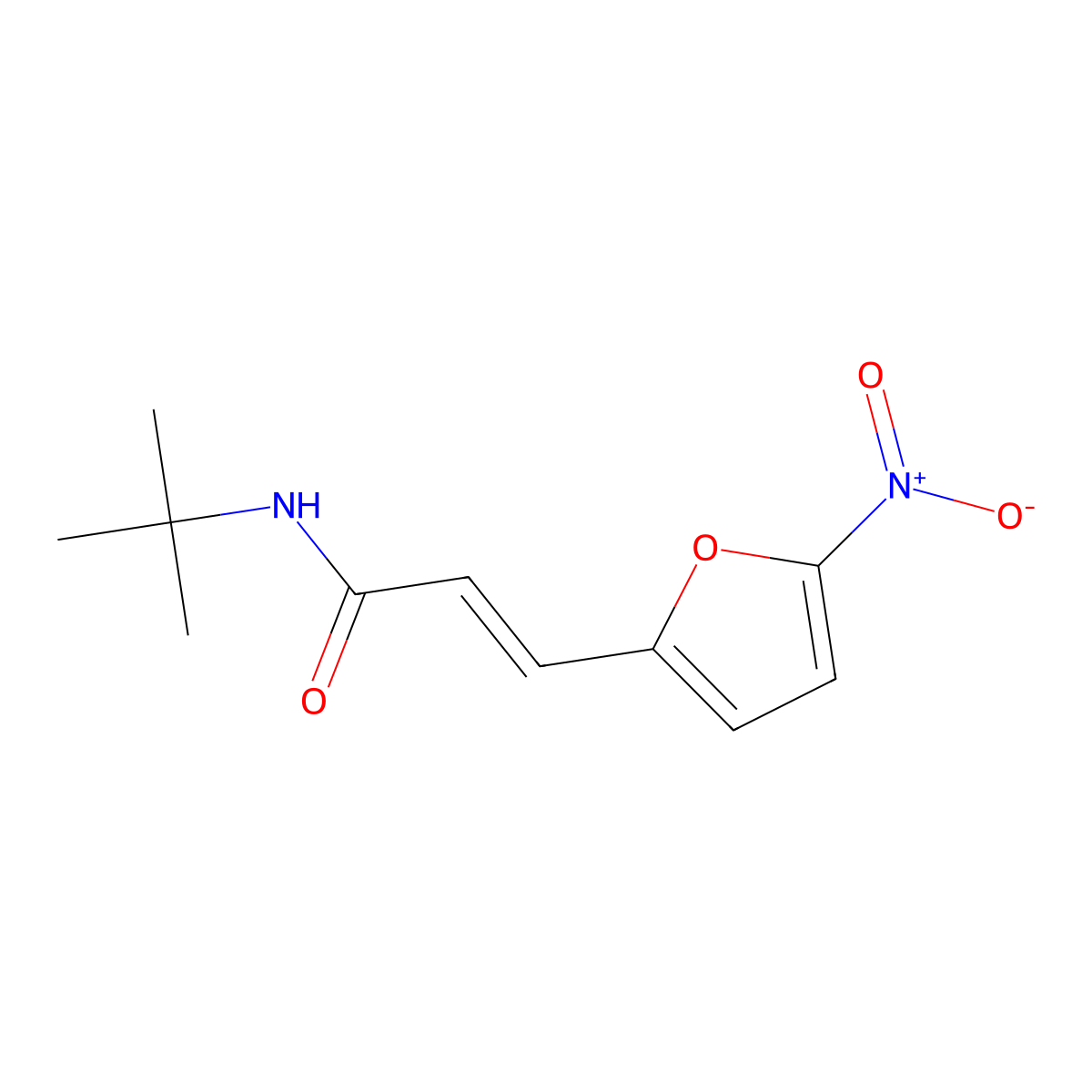 N-(1,1-Dimethylethyl)-3-(5-nitro-2-furanyl)-2-propenamide molecular structure, CAS 39965-42-9