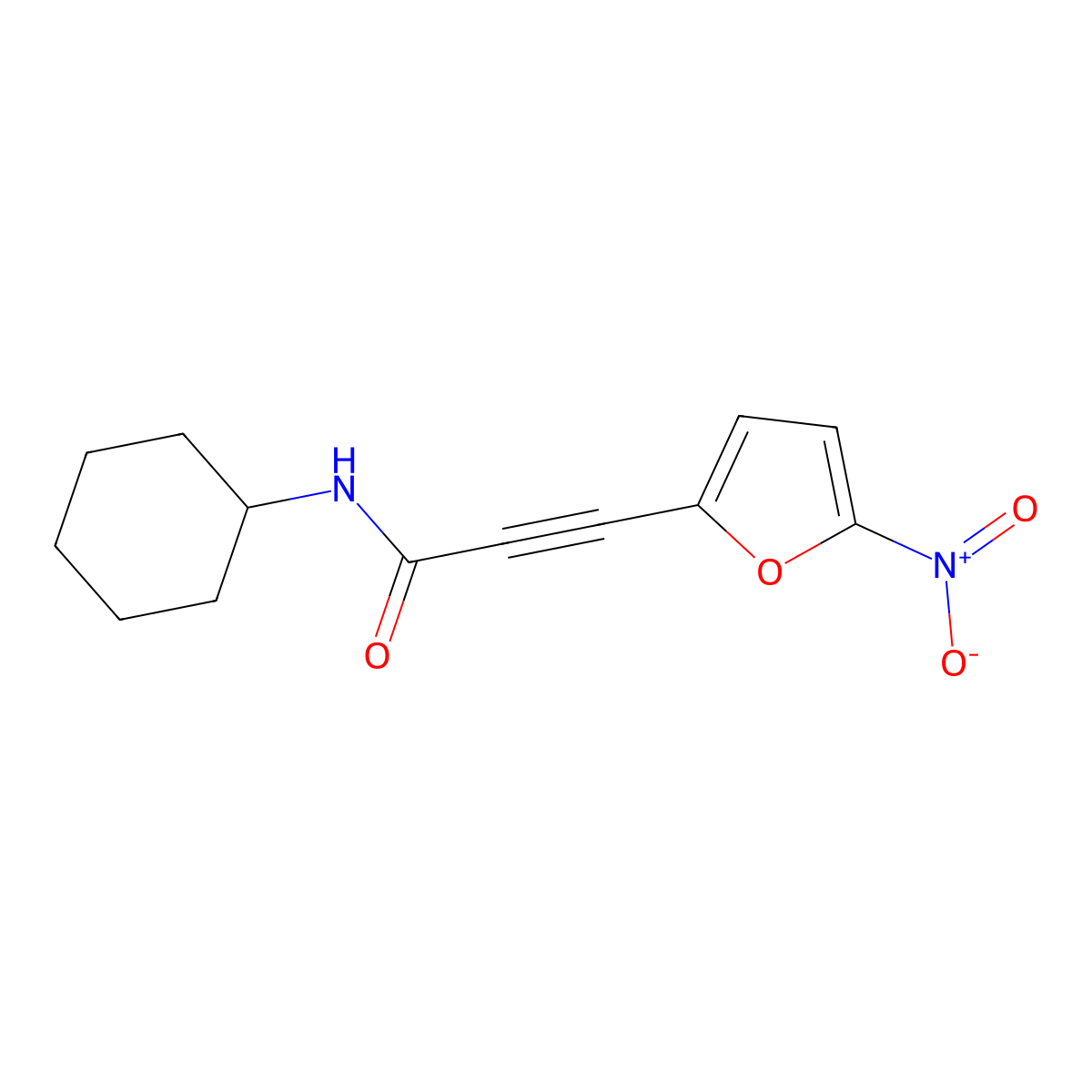 2-Propynamide, N-cyclohexyl-3-(5-nitro-2-furanyl)- molecular structure, CAS 39965-47-4