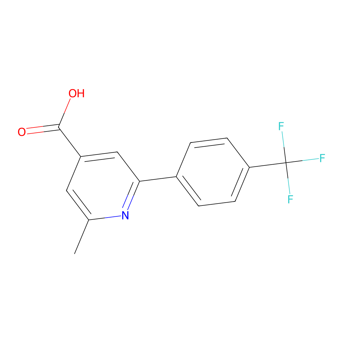 2-Methyl-6-[4-(trifluoromethyl)phenyl]pyridine-4-carboxylic acid molecular structure, CAS 39965-85-0