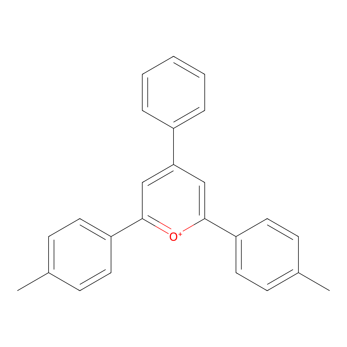 Pyrylium, 2,6-bis(4-methylphenyl)-4-phenyl- molecular structure, CAS 39968-84-8