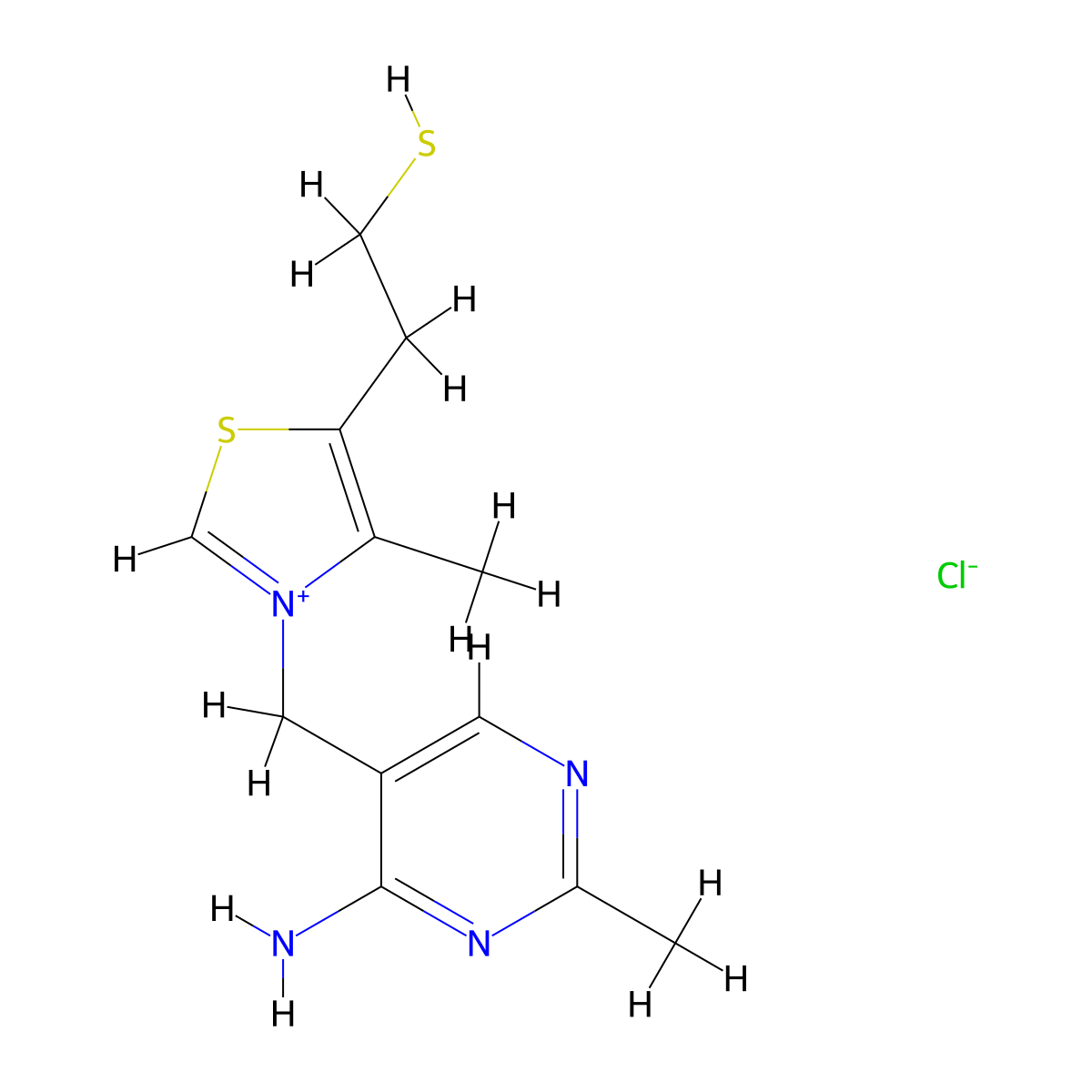 3-((4-Amino-2-methylpyrimidin-5-yl)methyl)-5-(2-mercaptoethyl)-4-methylthiazol-3-ium chloride molecular structure, CAS 39974-07-7