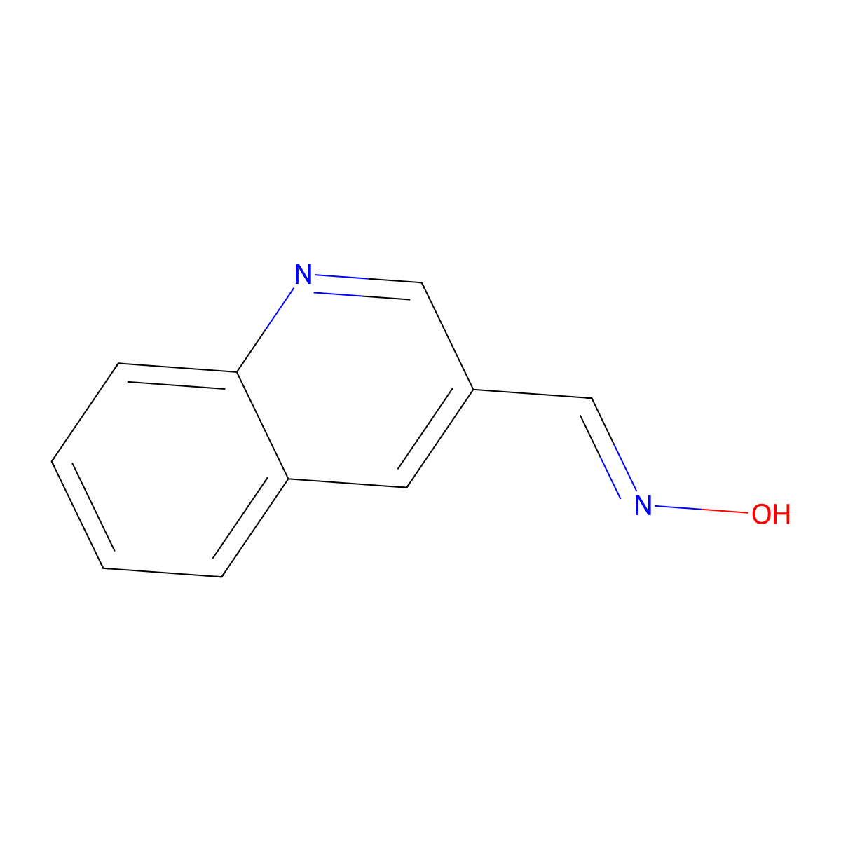 Quinoline-3-carbaldehyde oxime molecular structure, CAS 39977-73-6