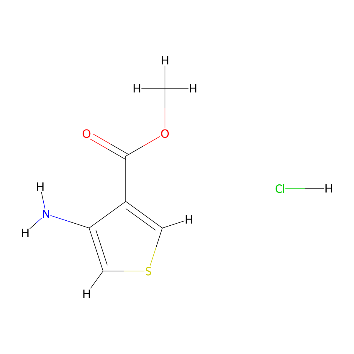 Methyl 4-aminothiophene-3-carboxylate Hydrochloride molecular structure, CAS 39978-14-8