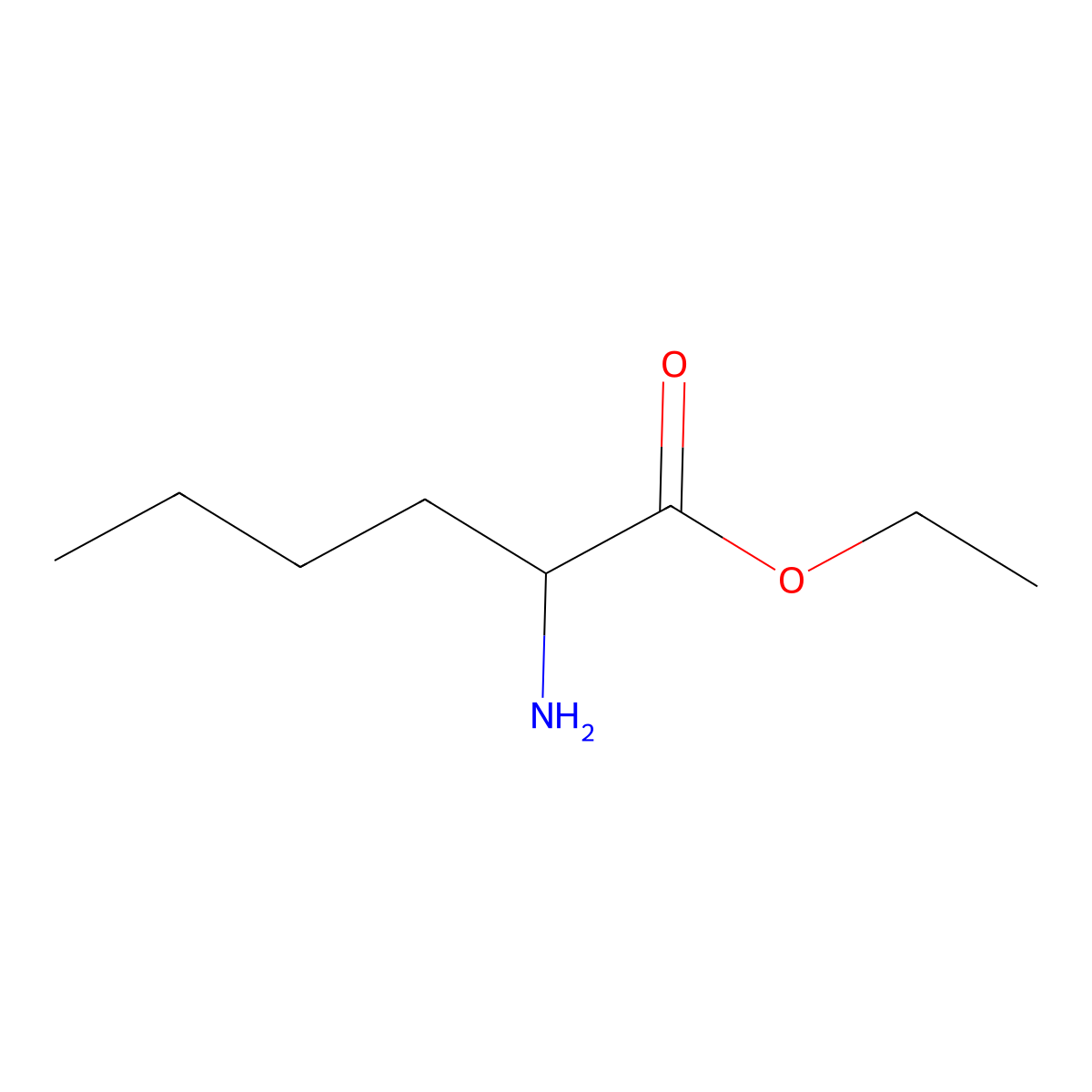 Ethyl 2-aminohexanoate molecular structure, CAS 39978-46-6