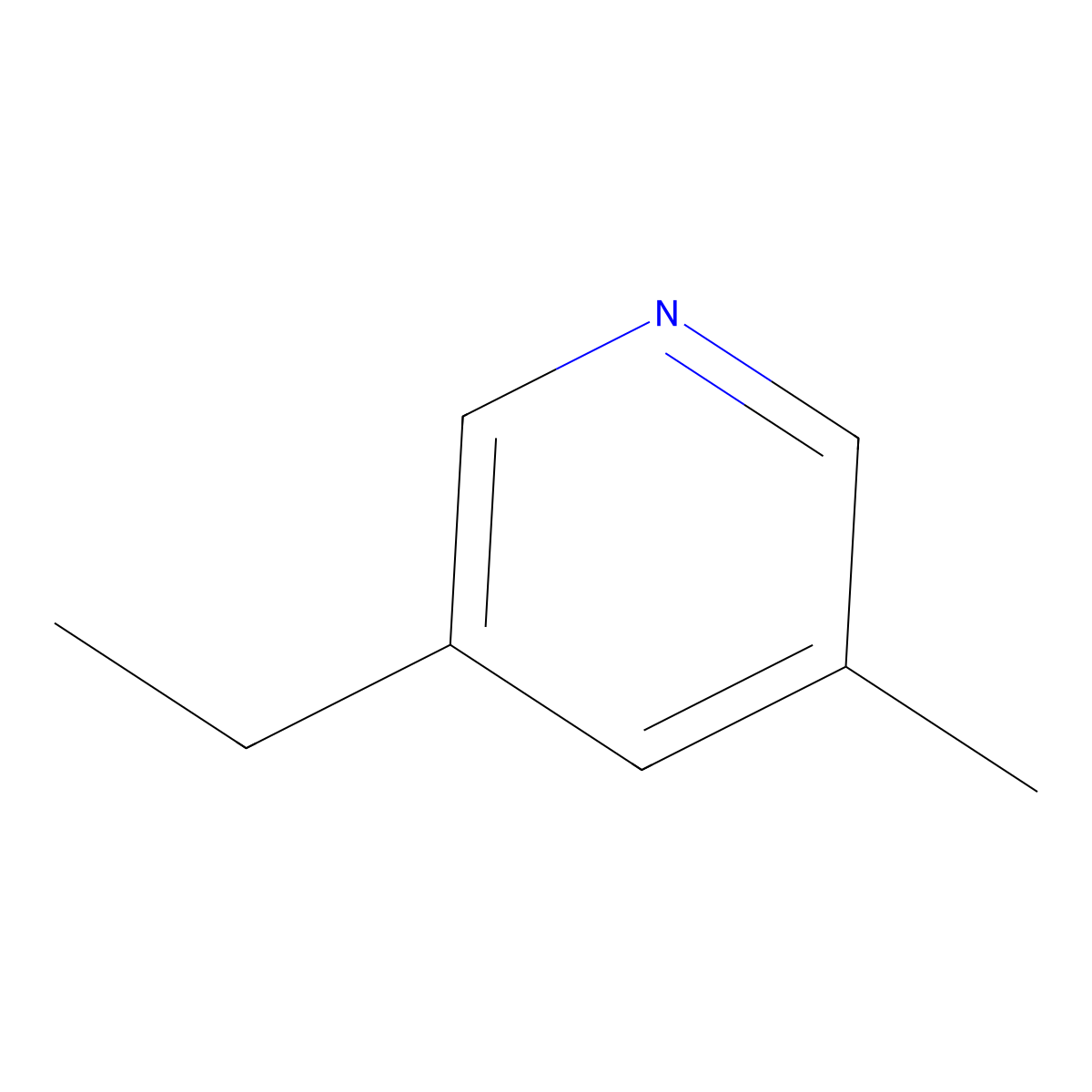 Pyridine, 3-ethyl-5-methyl- molecular structure, CAS 3999-78-8
