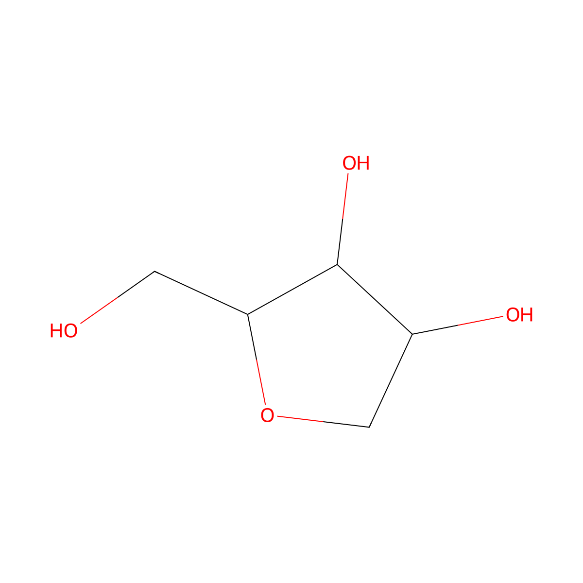 1,4-Anhydroribitol molecular structure, CAS 39999-42-3