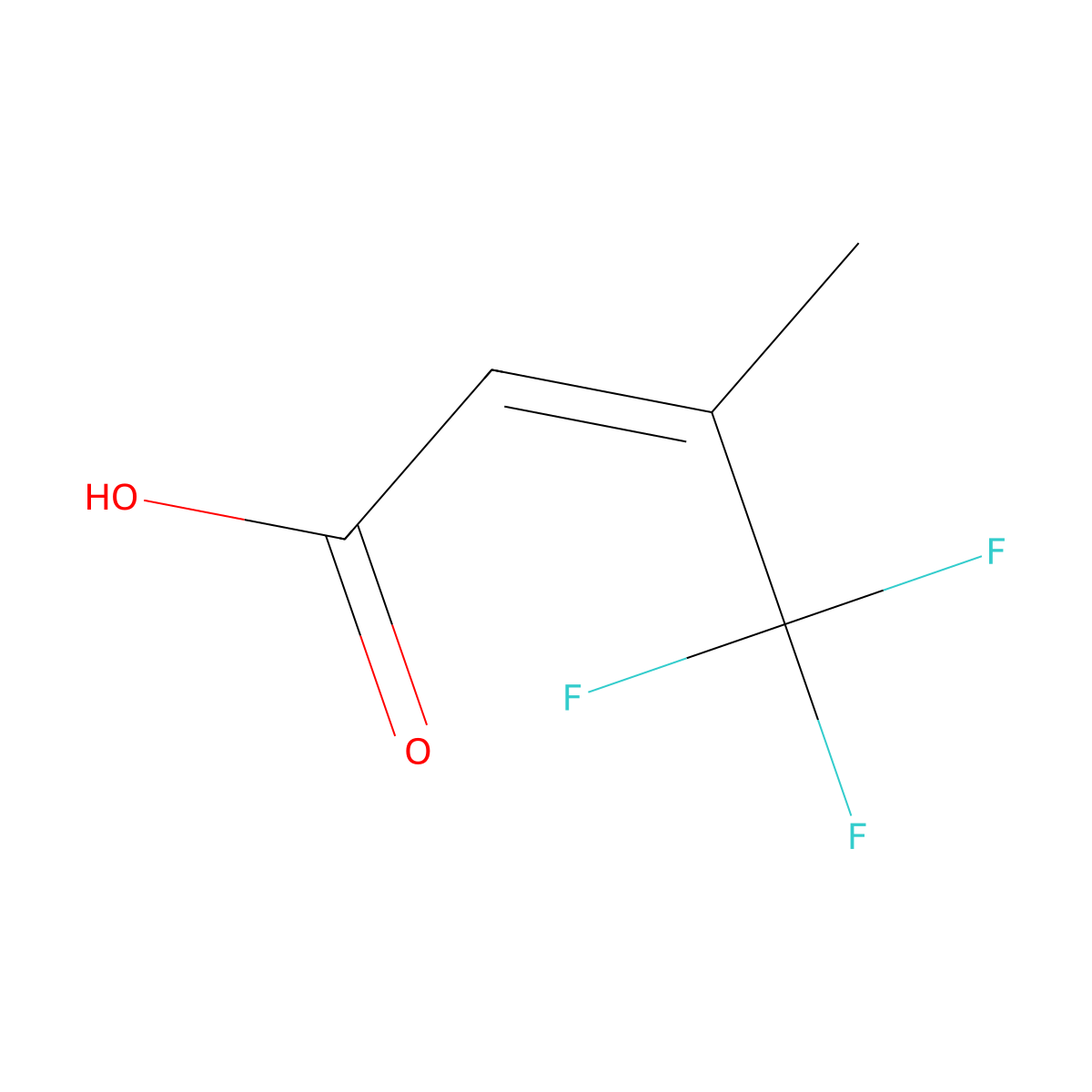 (2E)-4,4,4-trifluoro-3-methylbut-2-enoic acid molecular structure, CAS 400-28-2