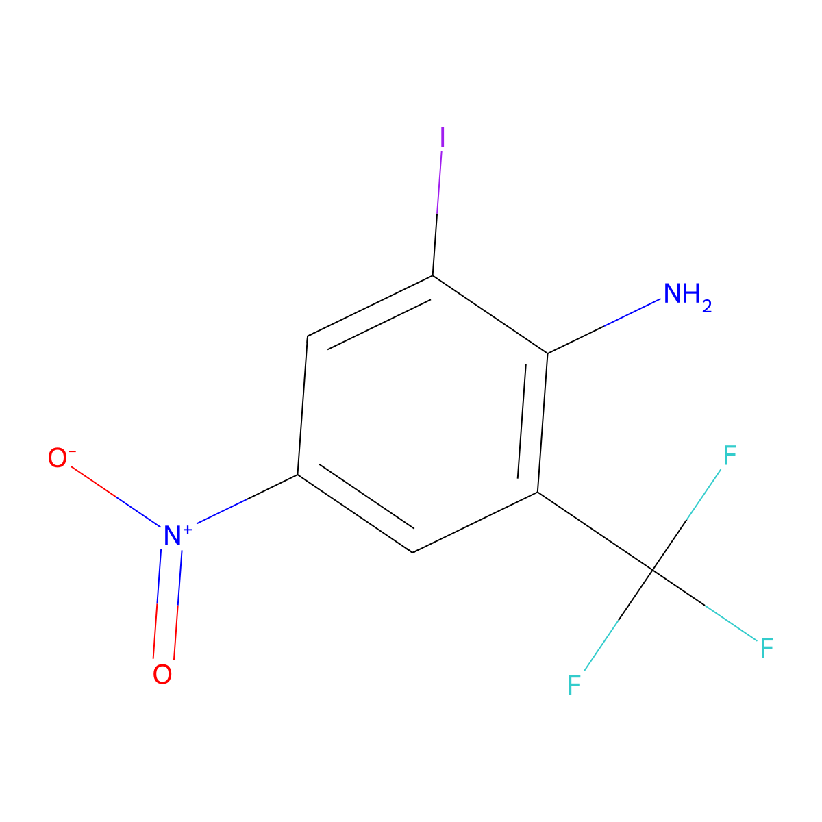 2-Iodo-4-nitro-6-(trifluoromethyl)aniline molecular structure, CAS 400-69-1