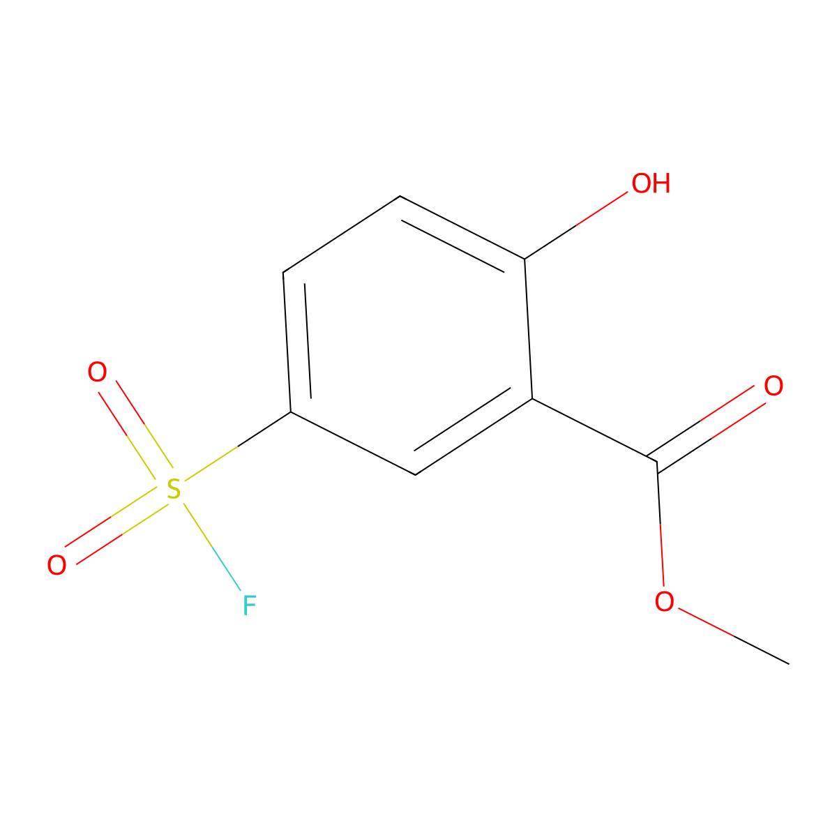 Methyl 5-(fluorosulfonyl)-2-hydroxybenzoate molecular structure, CAS 400-89-5