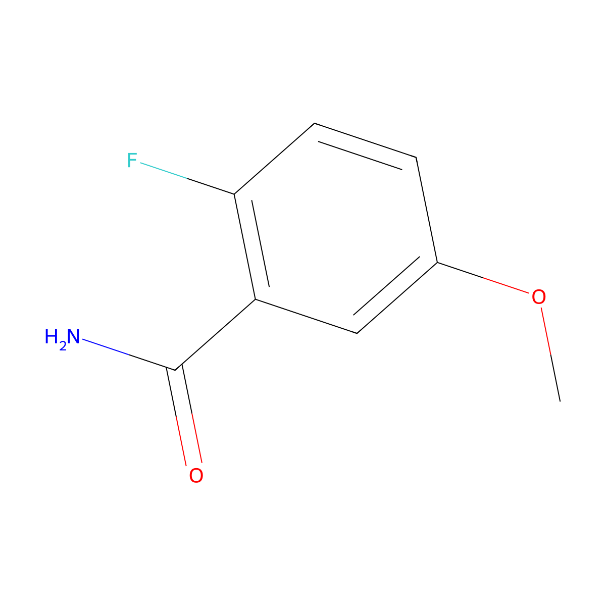 2-Fluoro-5-methoxybenzamide molecular structure, CAS 400-92-0