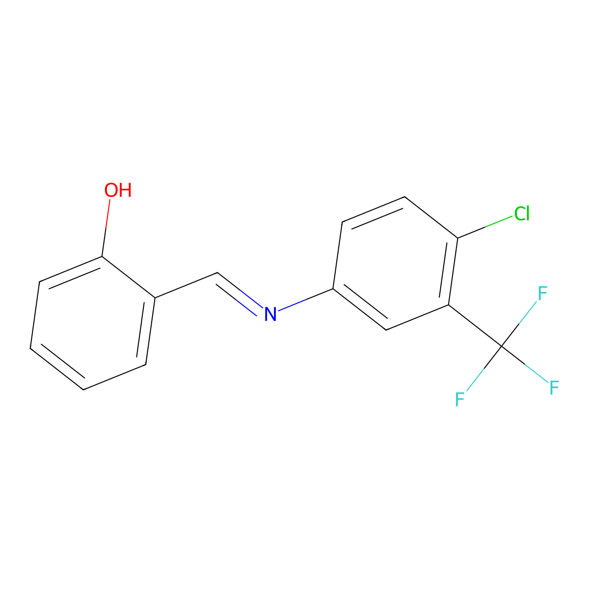 2-((E)-{[4-chloro-3-(trifluoromethyl)phenyl]imino}methyl)phenol molecular structure, CAS 400039-63-6