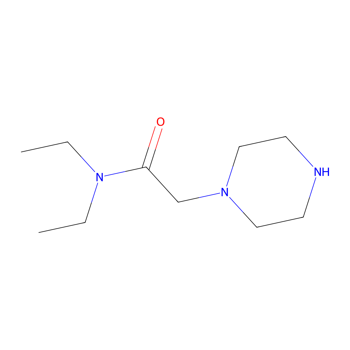 N,N-diethyl-2-(piperazin-1-yl)acetamide molecular structure, CAS 40004-14-6