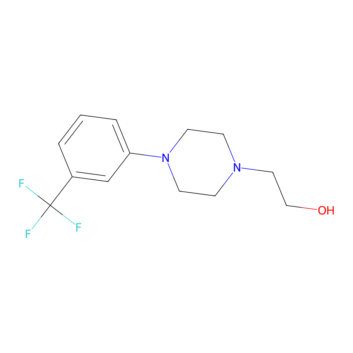 4-(3-(Trifluoromethyl)phenyl)-1-piperazineethanol molecular structure, CAS 40004-29-3