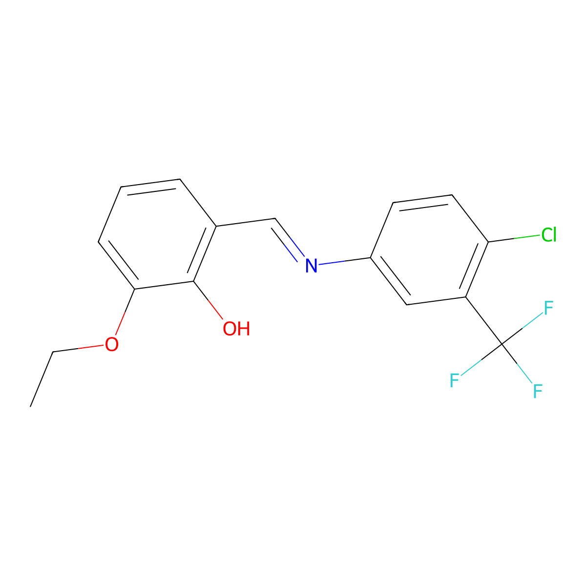 2-((E)-{[4-chloro-3-(trifluoromethyl)phenyl]imino}methyl)-6-ethoxyphenol molecular structure, CAS 400040-09-7