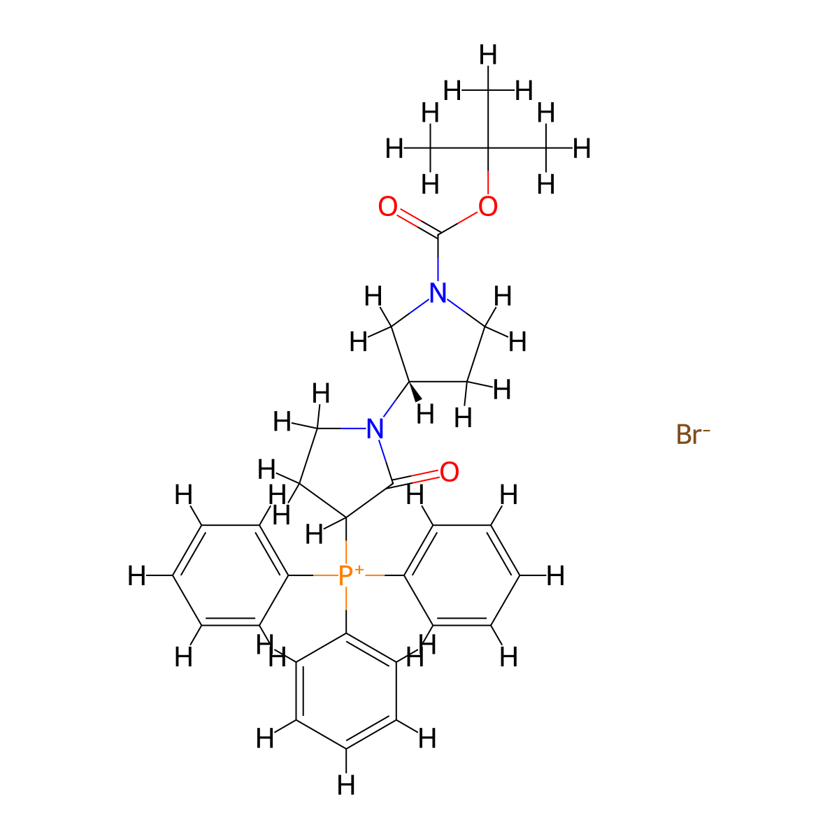 ((3'S)-1'-(tert-Butoxycarbonyl)-2-oxo-[1,3'-bipyrrolidin]-3-yl)triphenylphosphonium bromide molecular structure, CAS 400045-51-4