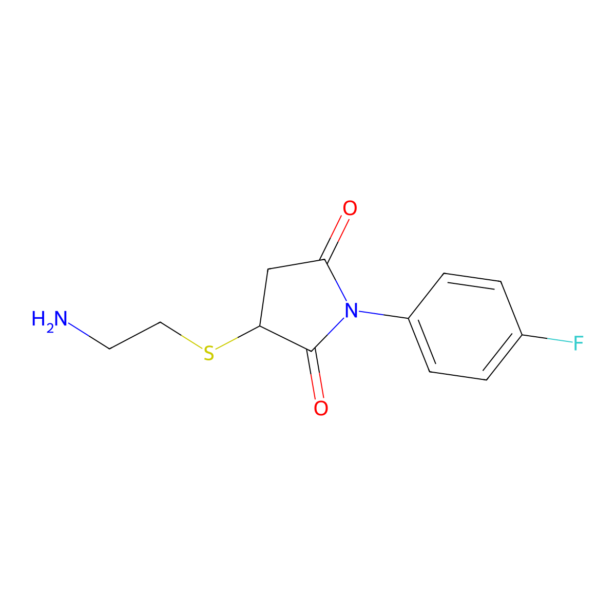 3-(2-Aminoethylsulfanyl)-1-(4-fluorophenyl)pyrrolidine-2,5-dione molecular structure, CAS 400063-27-6