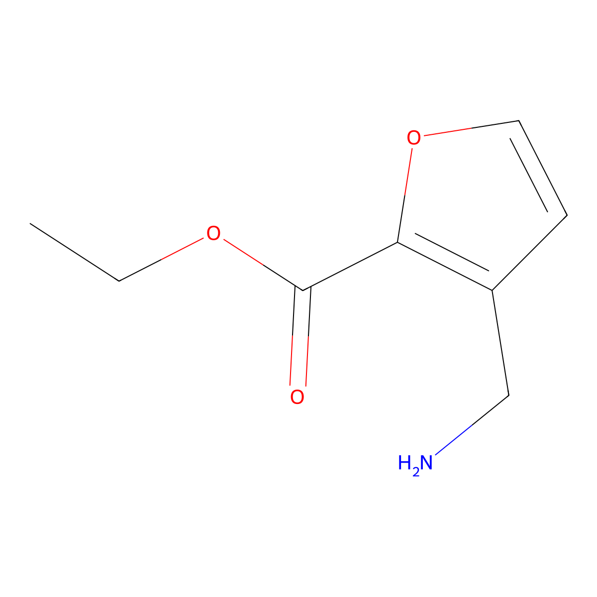 Ethyl 3-(aminomethyl)furan-2-carboxylate molecular structure, CAS 400064-00-8