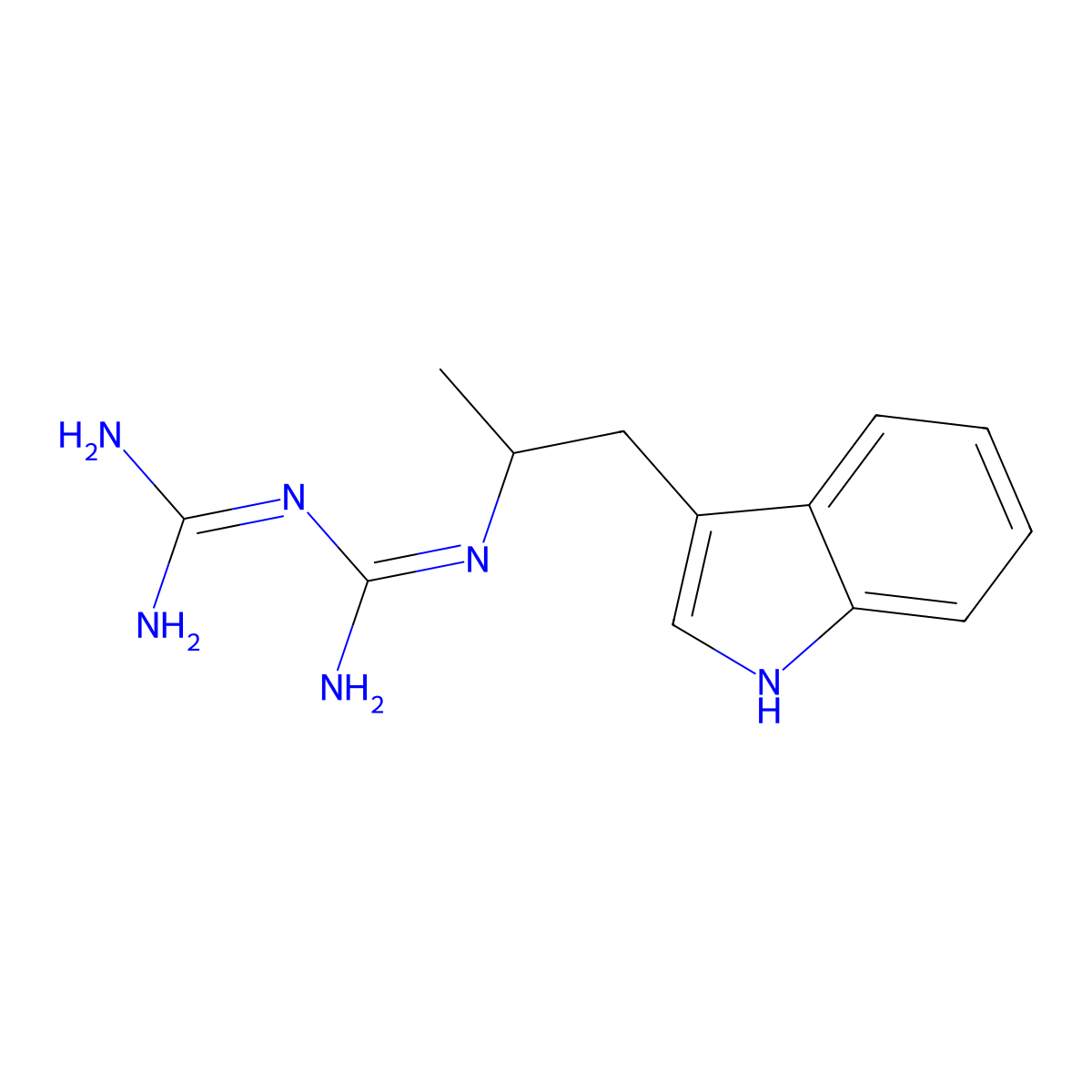 N-[1-(1H-indol-3-yl)propan-2-yl]imidodicarbonimidic diamide molecular structure, CAS 400064-01-9