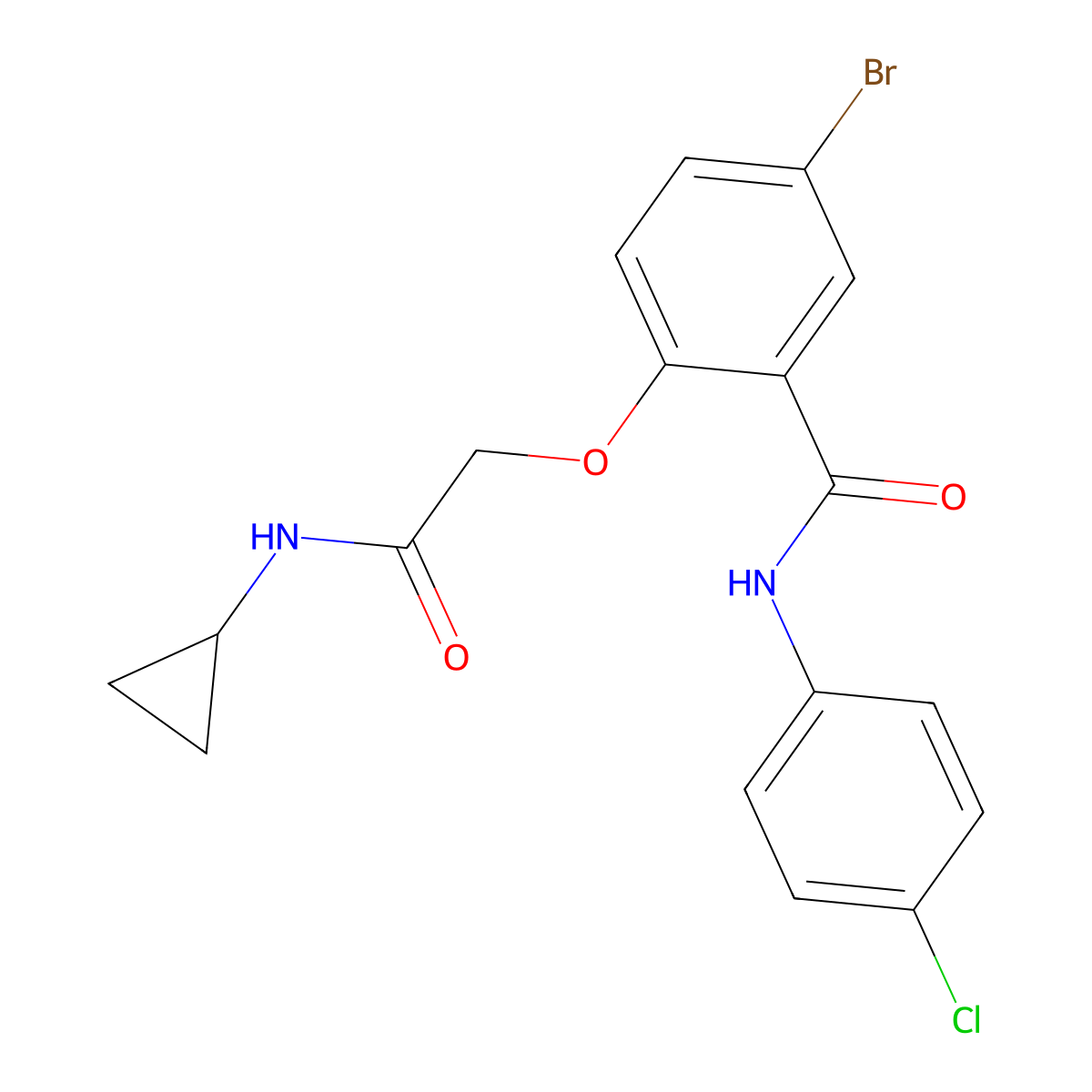 5-Bromo-N-(4-chlorophenyl)-2-[2-(cyclopropylamino)-2-oxoethoxy]benzamide molecular structure, CAS 400064-10-0