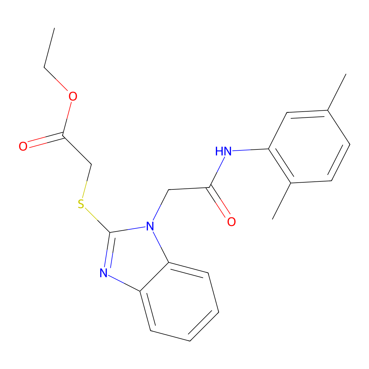 Ethyl 2-[1-[2-(2,5-dimethylanilino)-2-oxoethyl]benzimidazol-2-yl]sulfanylacetate molecular structure, CAS 400064-11-1