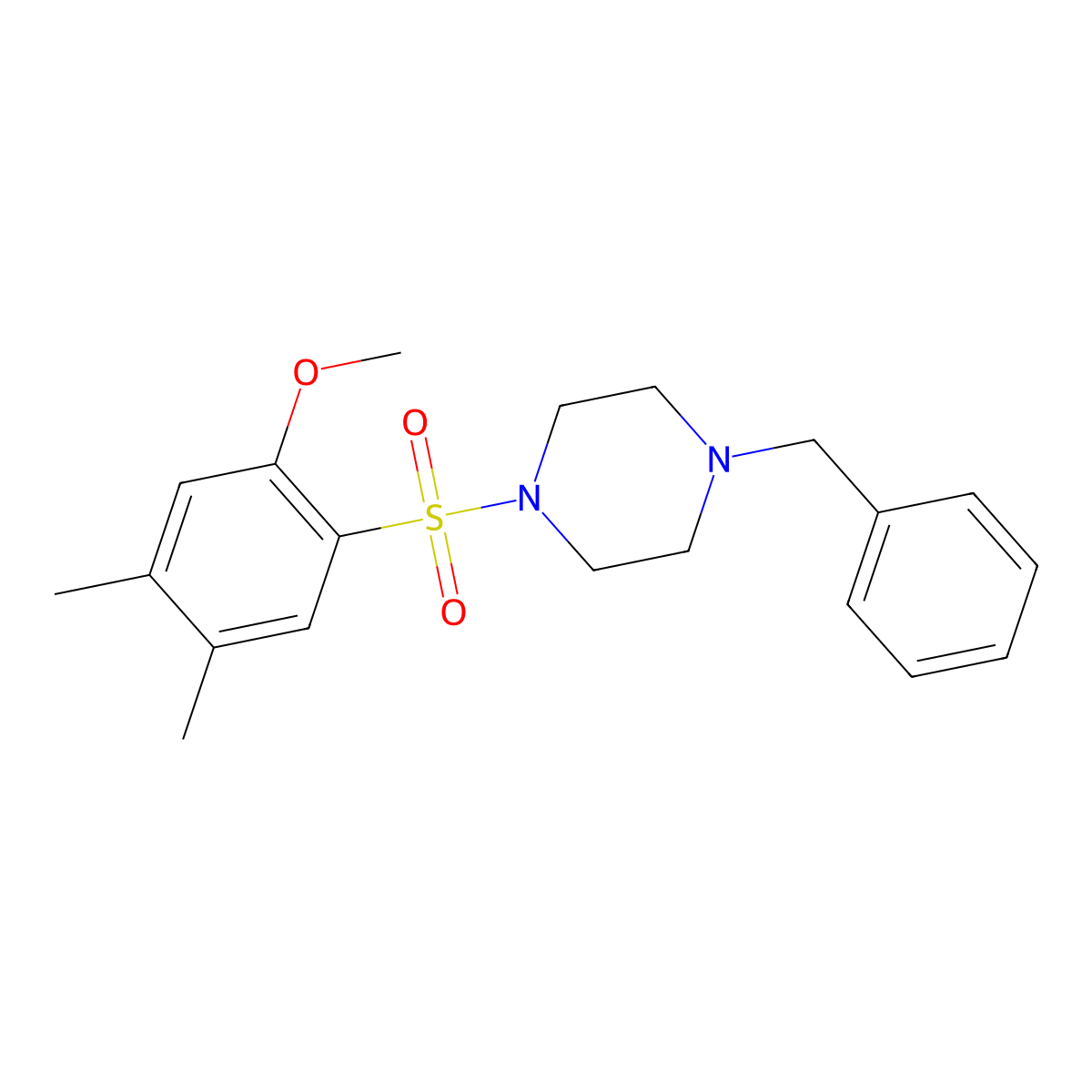 1-Benzyl-4-(2-methoxy-4,5-dimethylphenyl)sulfonylpiperazine molecular structure, CAS 400064-68-8