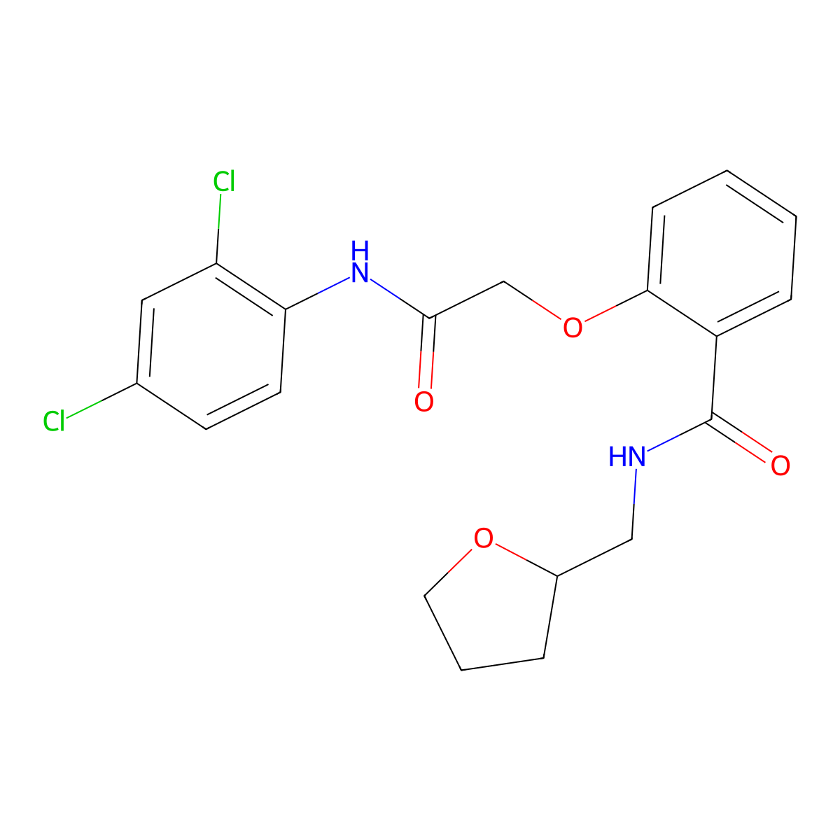 2-{2-[(2,4-dichlorophenyl)amino]-2-oxoethoxy}-N-(tetrahydro-2-furanylmethyl)benzamide molecular structure, CAS 400066-36-6