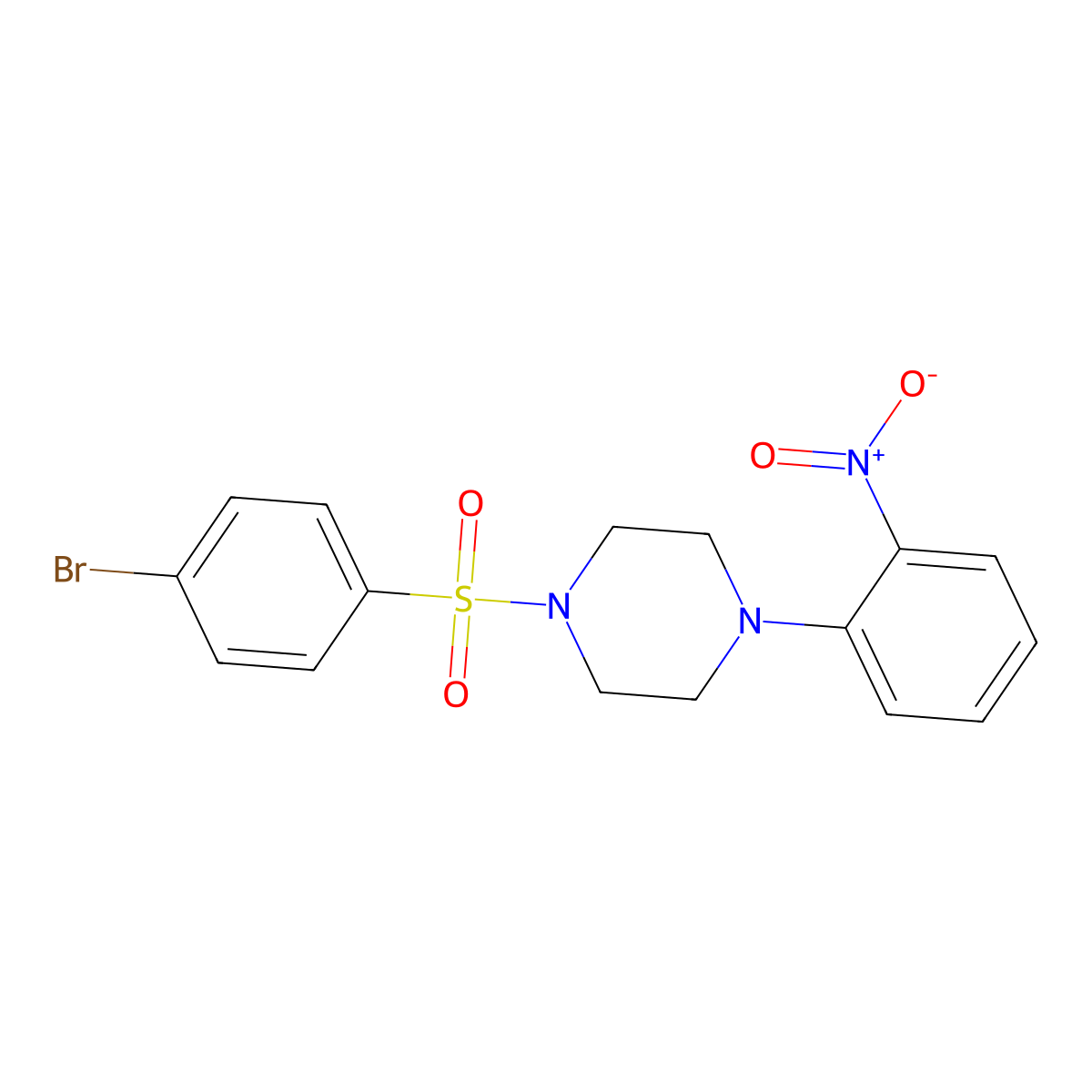 1-(4-Bromophenyl)sulfonyl-4-(2-nitrophenyl)piperazine molecular structure, CAS 400066-86-6