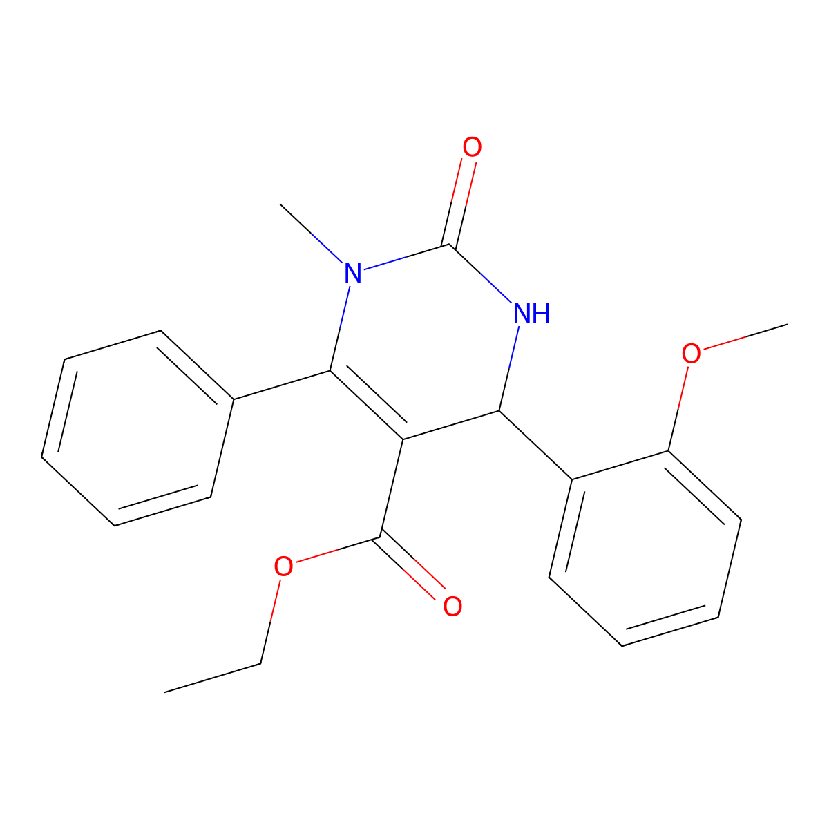 Ethyl 4-(2-methoxyphenyl)-1-methyl-2-oxo-6-phenyl-1,2,3,4-tetrahydropyrimidine-5-carboxylate molecular structure, CAS 400067-48-3