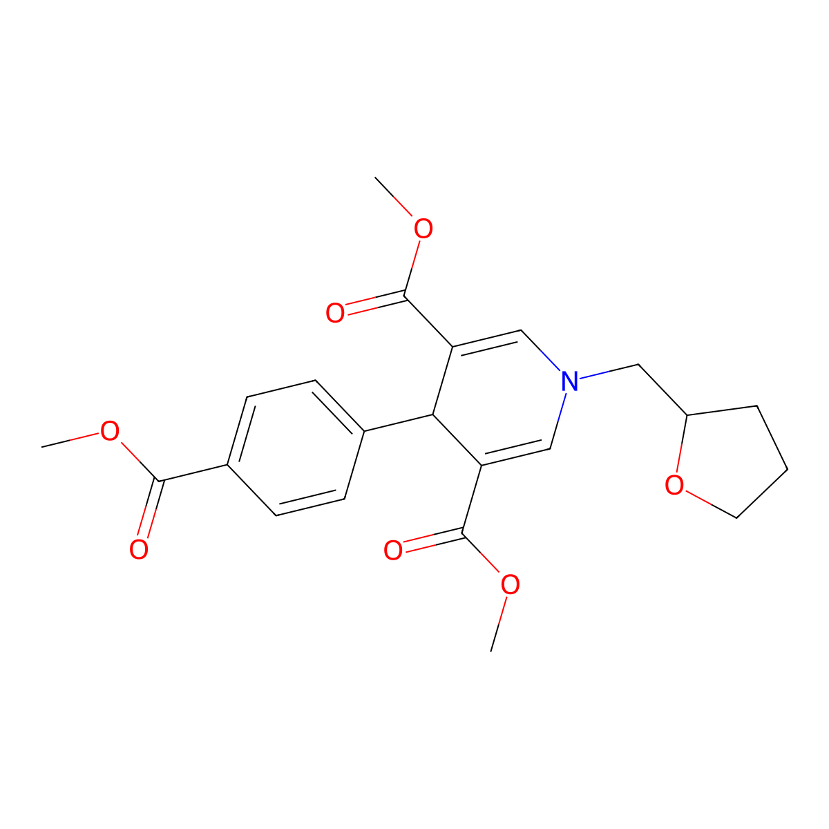 Dimethyl 4-[4-(methoxycarbonyl)phenyl]-1-(tetrahydrofuran-2-ylmethyl)-1,4-dihydropyridine-3,5-dicarboxylate molecular structure, CAS 400067-89-2