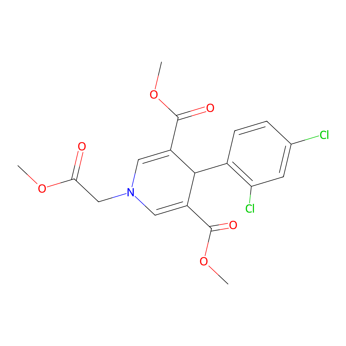 Dimethyl 4-(2,4-dichlorophenyl)-1-(2-methoxy-2-oxoethyl)-1,4-dihydropyridine-3,5-dicarboxylate molecular structure, CAS 400068-09-9