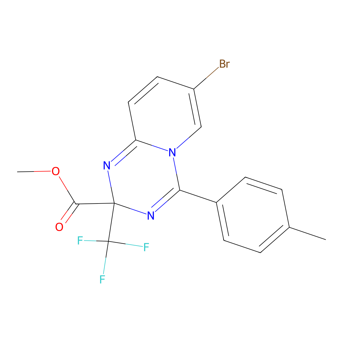 Methyl 7-bromo-4-(4-methylphenyl)-2-(trifluoromethyl)-2H-pyrido[1,2-a][1,3,5]triazine-2-carboxylate molecular structure, CAS 400068-81-7