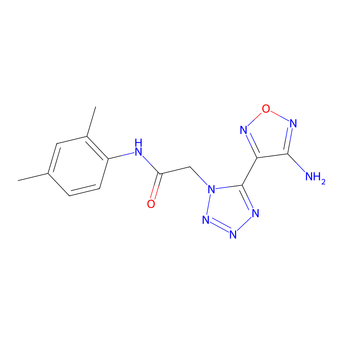2-[5-(4-amino-1,2,5-oxadiazol-3-yl)tetrazol-1-yl]-N-(2,4-dimethylphenyl)acetamide molecular structure, CAS 400070-16-8