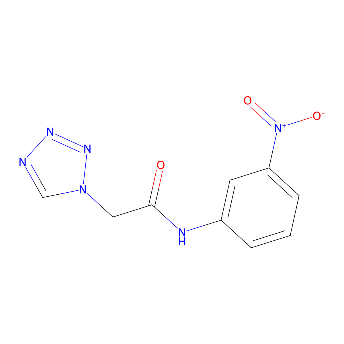 N-(3-nitrophenyl)-2-(tetrazol-1-yl)acetamide molecular structure, CAS 400070-22-6