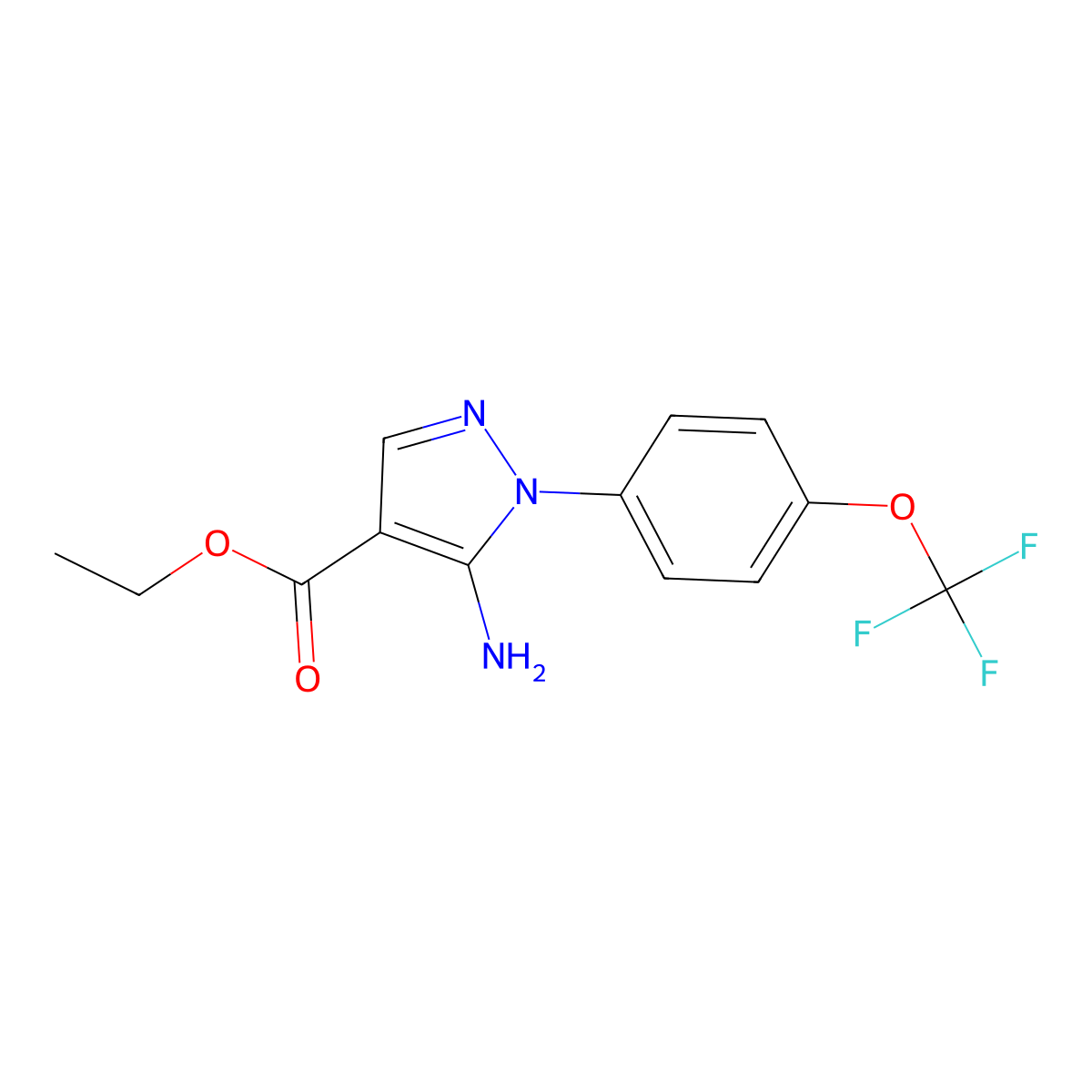 Ethyl 5-amino-1-(4-(trifluoromethoxy)phenyl)-1H-pyrazole-4-carboxylate molecular structure, CAS 400073-87-2