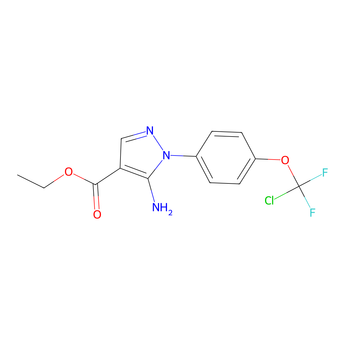 ethyl 5-amino-1-{4-[chloro(difluoro)methoxy]phenyl}-1H-pyrazole-4-carboxylate molecular structure, CAS 400073-88-3