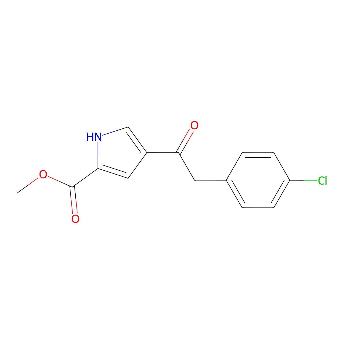 methyl 4-[2-(4-chlorophenyl)acetyl]-1H-pyrrole-2-carboxylate molecular structure, CAS 400073-95-2