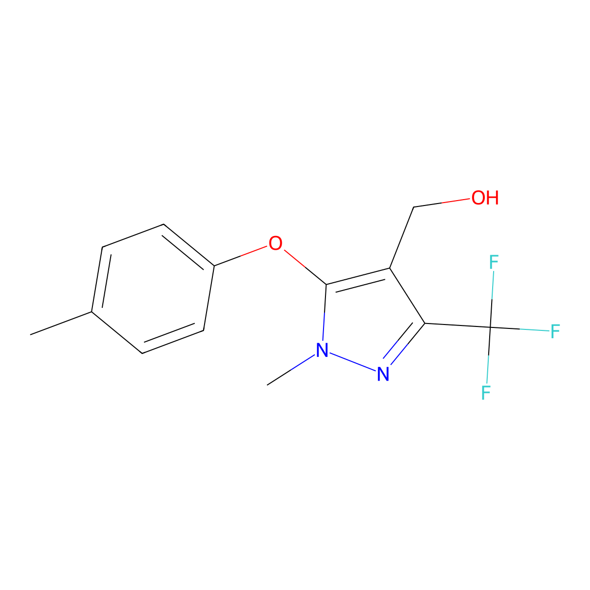 [1-Methyl-5-(4-methylphenoxy)-3-(trifluoromethyl)-1H-pyrazol-4-yl]methanol molecular structure, CAS 400073-97-4