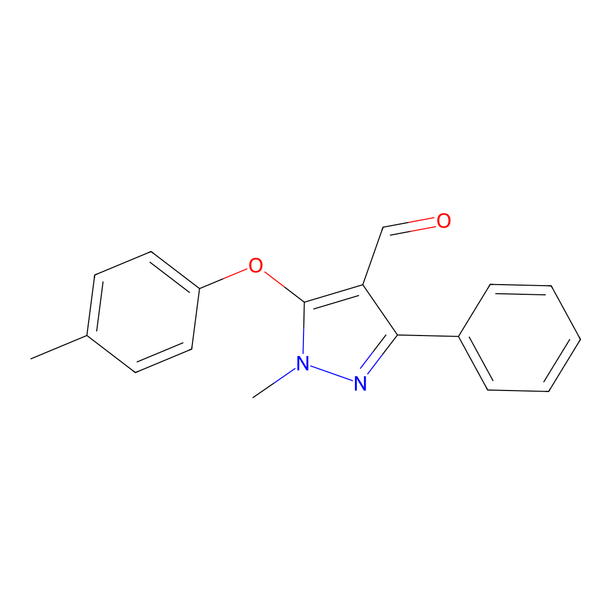 1-methyl-5-(4-methylphenoxy)-3-phenyl-1H-pyrazole-4-carbaldehyde molecular structure, CAS 400073-98-5