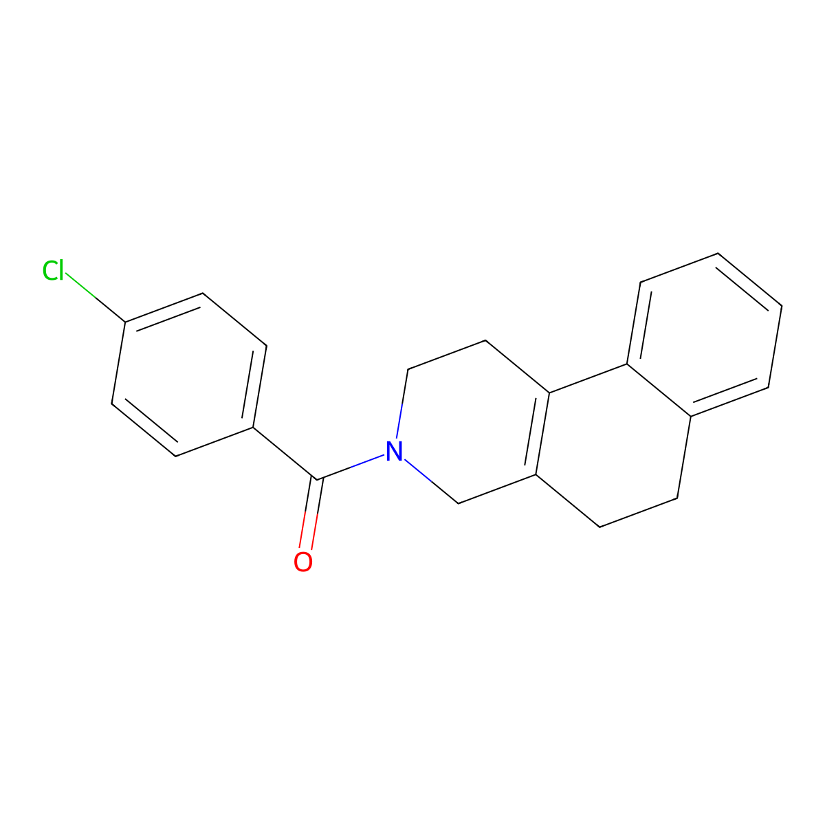 (4-chlorophenyl)[1,4,5,6-tetrahydrobenzo[f]isoquinolin-3(2H)-yl]methanone molecular structure, CAS 400074-06-8