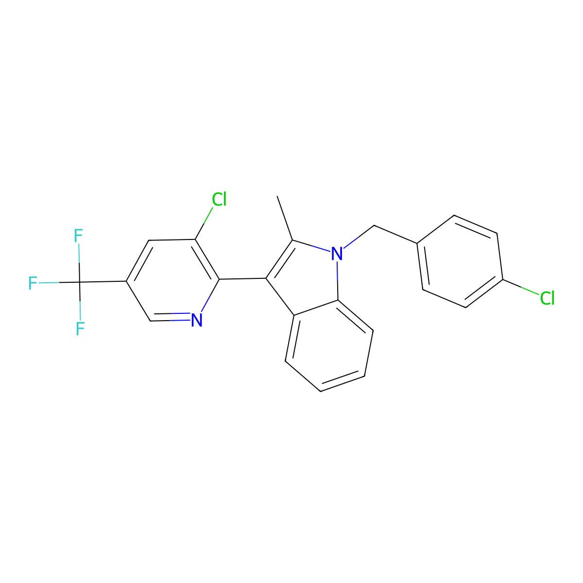 1-(4-chlorobenzyl)-3-[3-chloro-5-(trifluoromethyl)-2-pyridinyl]-2-methyl-1H-indole molecular structure, CAS 400074-09-1
