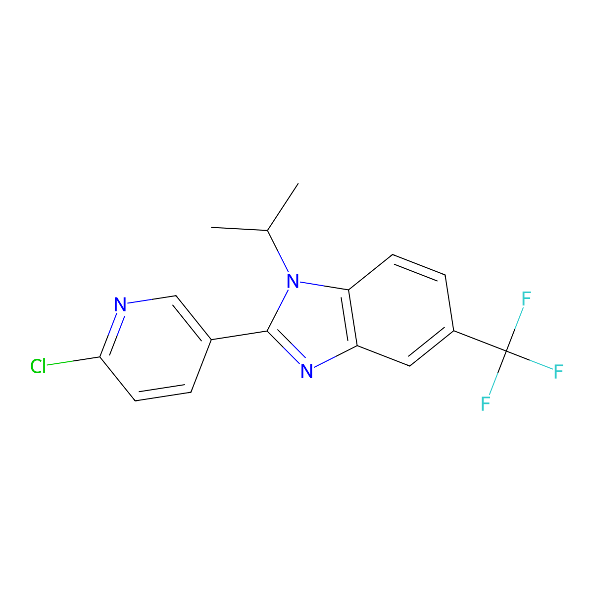 2-(6-chloro-3-pyridinyl)-1-isopropyl-5-(trifluoromethyl)-1H-1,3-benzimidazole molecular structure, CAS 400074-14-8