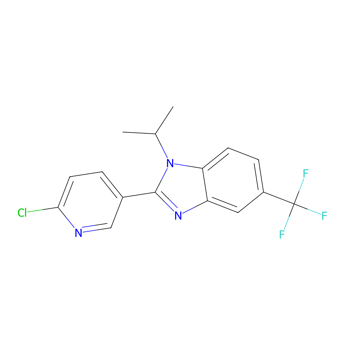 2-(6-chloro-3-pyridinyl)-1-isopropyl-5-(trifluoromethyl)-1H-1,3-benzimidazole molecular structure, CAS 400074-14-8