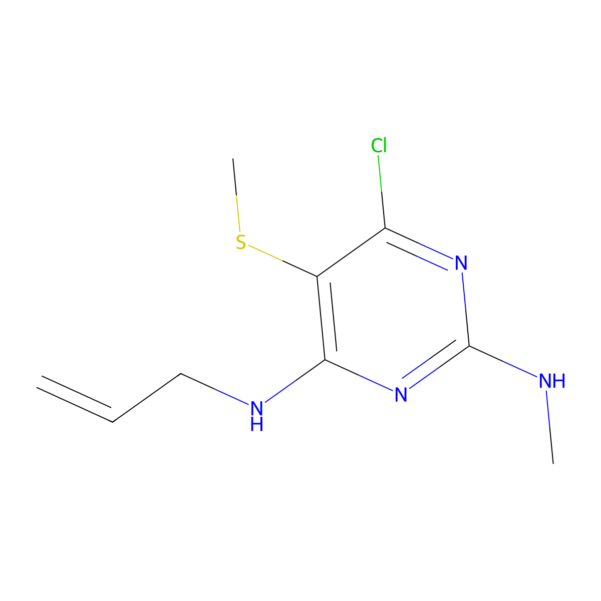N~4~-allyl-6-chloro-N~2~-methyl-5-(methylsulfanyl)-2,4-pyrimidinediamine molecular structure, CAS 400074-30-8