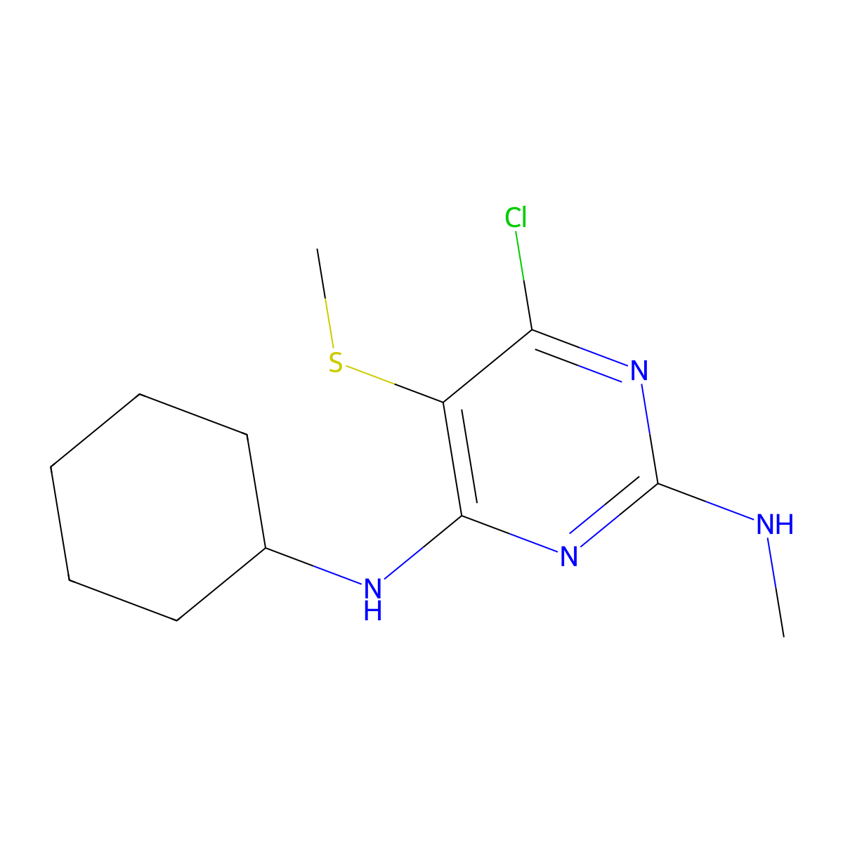 N-[4-chloro-6-(cyclohexylamino)-5-(methylsulfanyl)-2-pyrimidinyl]-N-methylamine molecular structure, CAS 400074-34-2