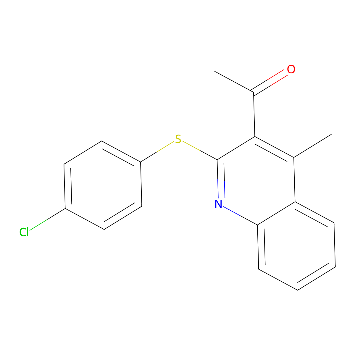 1-{2-[(4-Chlorophenyl)sulfanyl]-4-methyl-3-quinolinyl}-1-ethanone molecular structure, CAS 400074-43-3