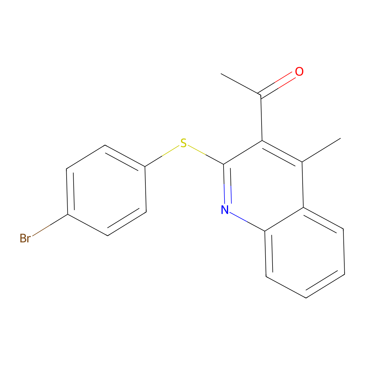 1-{2-[(4-Bromophenyl)sulfanyl]-4-methyl-3-quinolinyl}-1-ethanone molecular structure, CAS 400074-45-5