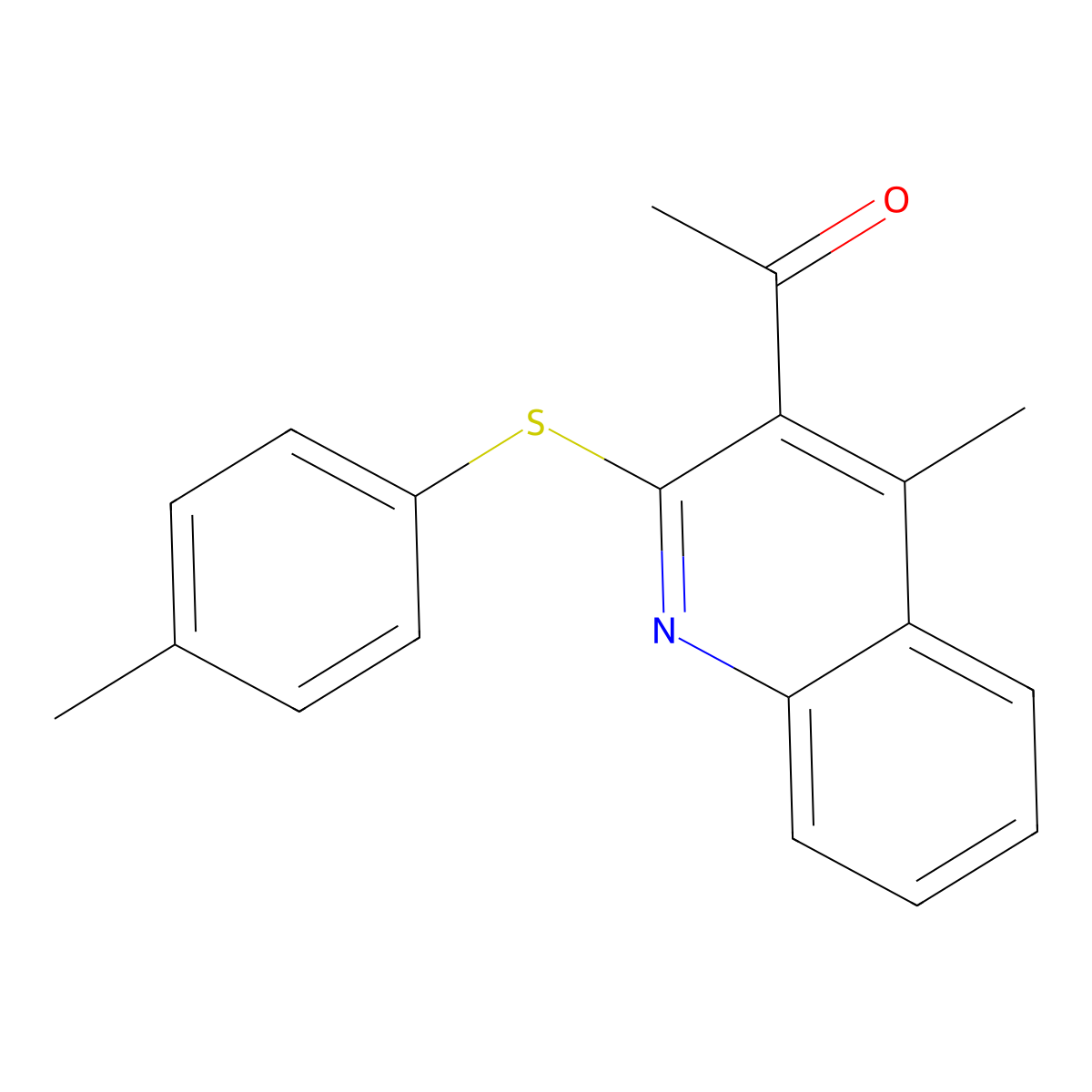 1-{4-Methyl-2-[(4-methylphenyl)sulfanyl]-3-quinolinyl}-1-ethanone molecular structure, CAS 400074-46-6
