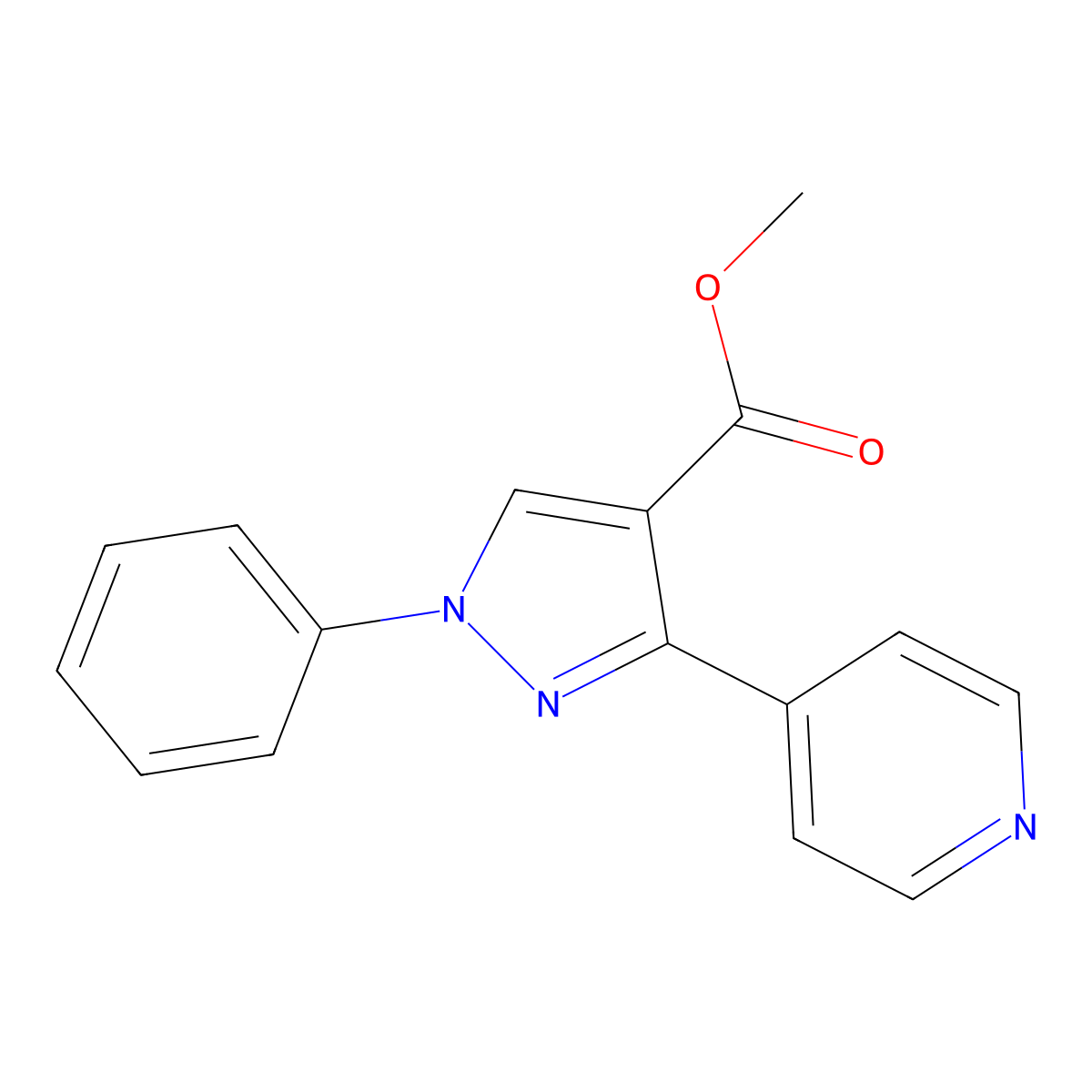 methyl 1-phenyl-3-(4-pyridinyl)-1H-pyrazole-4-carboxylate molecular structure, CAS 400074-76-2